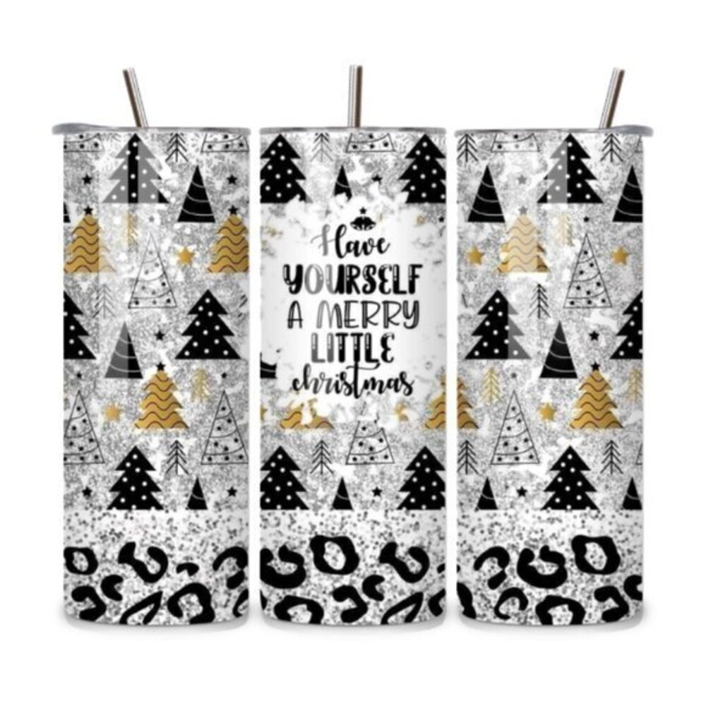 Christmas Gray Leopard 20oz Stainless Steel Tumbler
